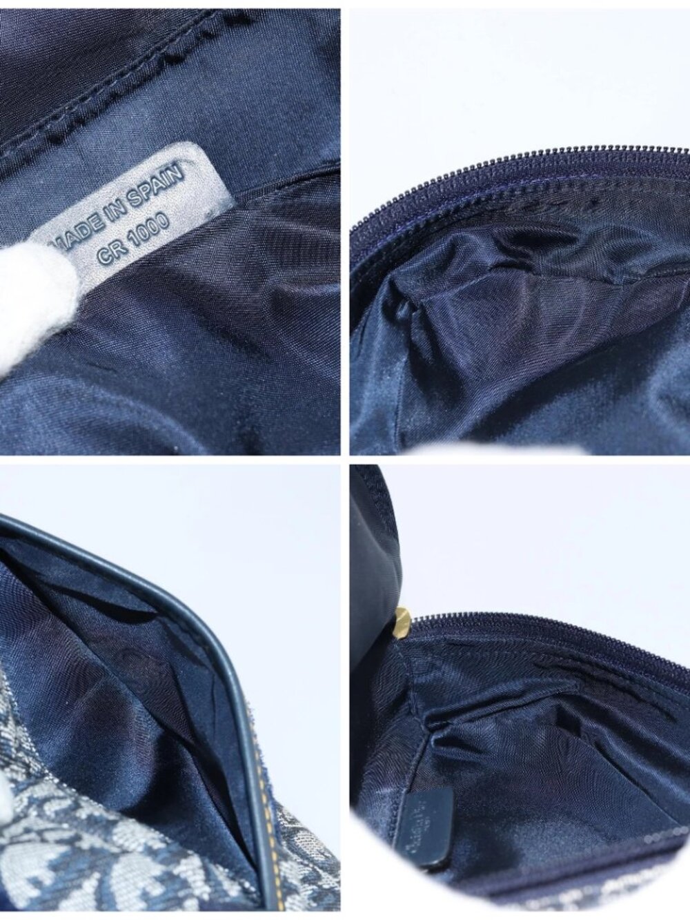 Christian Dior Trotter Canvas Saddle Pouch Navy Gold Auth - Picture 16 of 16